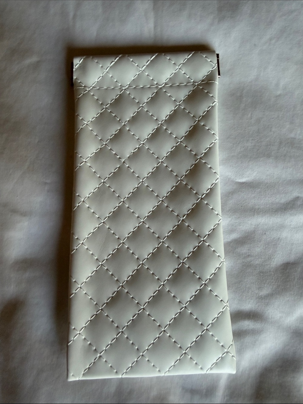 Quilted White Women's Eyewear or Accessory Pouch - Sleek Quilted Design